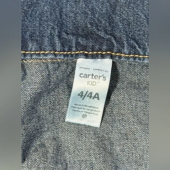 Carter’s Kids Denim Jacket Size 4 Girls Boys Blue Jean Button Front Cotton - Picture 12 of 13